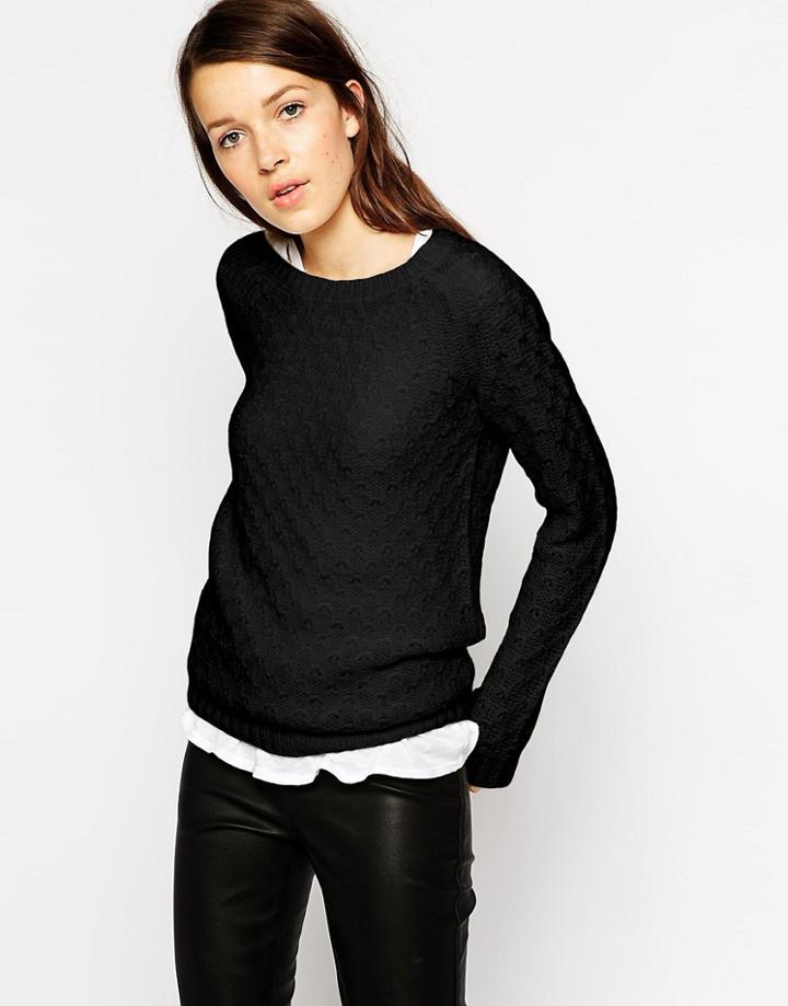 Vila Waffle Knit Sweater - Black
