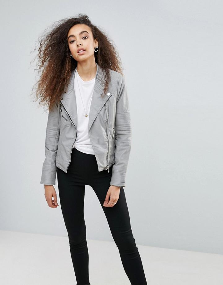 Blank Nyc Steal Your Thunder Leatherette Jacket - Gray