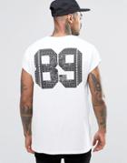 Asos Oversized Sleeveless T-shirt With Bandana Number Back Print - White