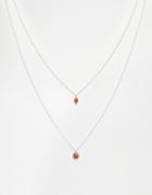 Asos Multirow Stone Drop Necklace - Red
