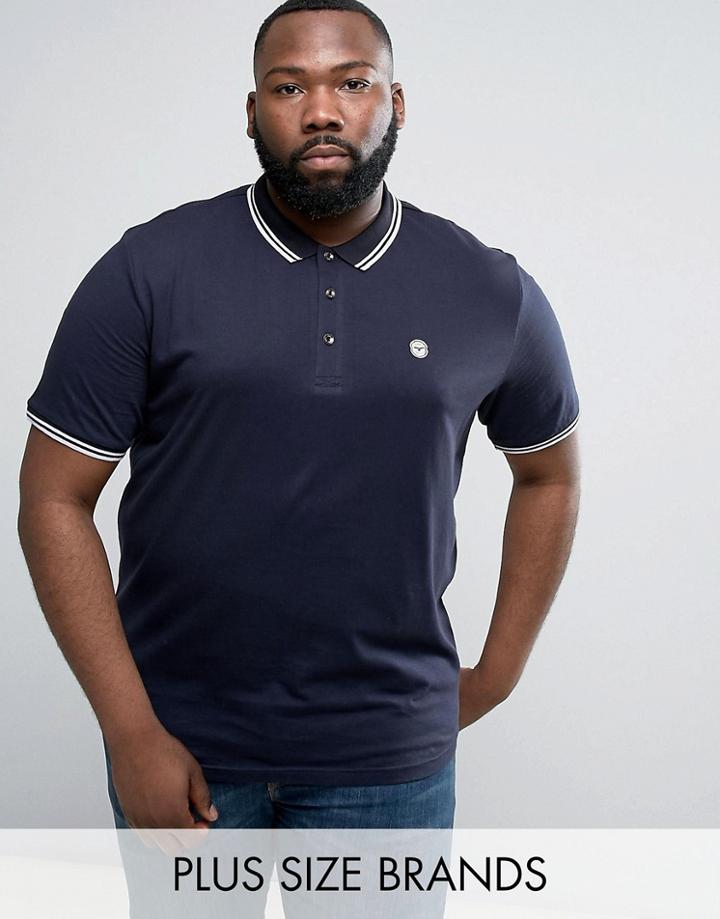 Le Breve Plus Tipping Slim Fit Polo Shirt - Navy