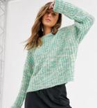 Bershka Spacedye Knitted Sweater In Mint-green