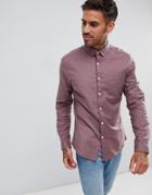 Asos Design Slim Oxford Shirt In Purple - Purple