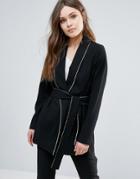 Helene Berman Black And White Print Kimono Belted Top - Black