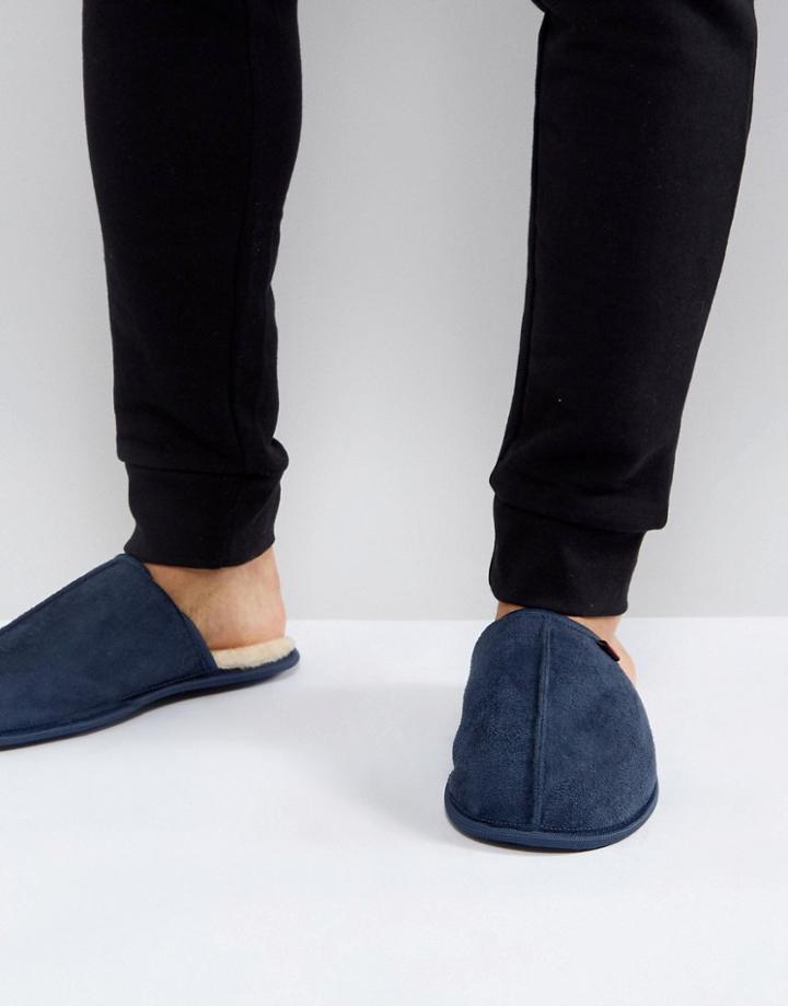 Ben Sherman Sheepskin Front Seam Mule - Navy