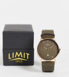 Limit Round Faux Leather Watch In Brown Exclusive To Asos