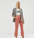 Miss Selfridge Cropped Pants With Kick Flare In Pink - Pink