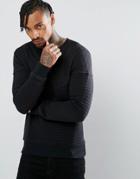 Another Influence Quilted Crew Neck Sweat - Black