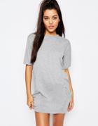 Missguided Slouchy Pocket Front T-shirt Dress - Gray