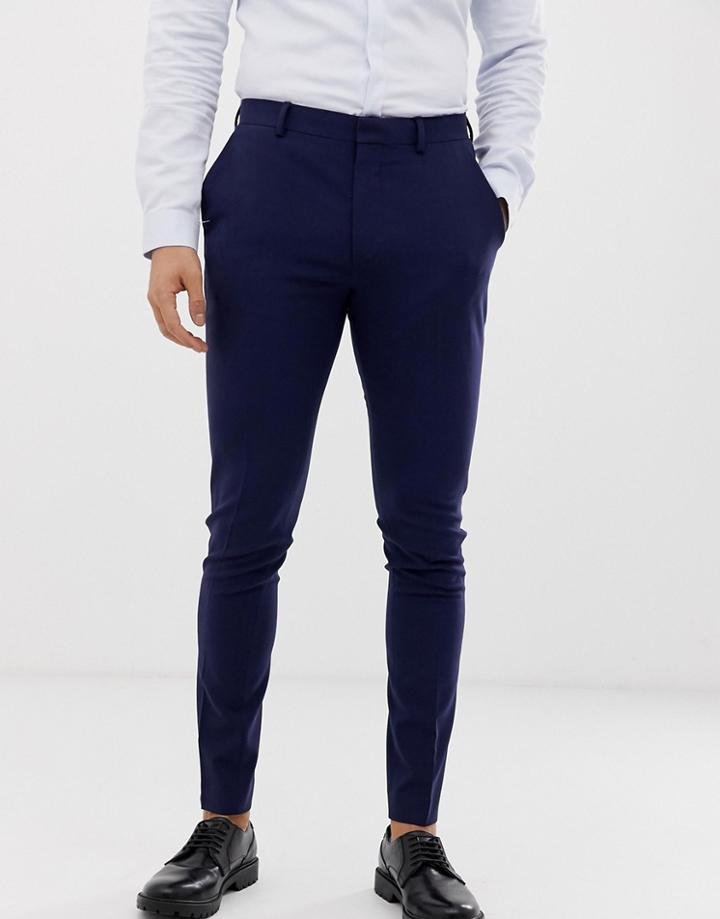 Asos Design Super Skinny Smart Pants In Navy