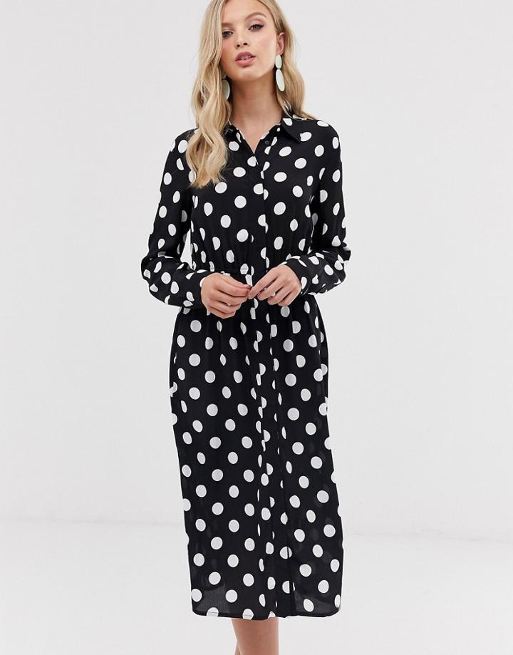 Y.a.s Polka Dot Shirt Dress-black