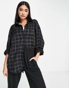 Lola May Oversized Check Shirt In Black