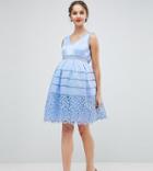 Chi Chi London Maternity Cutwork Lace Prom Dress - Blue