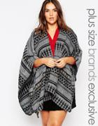 Junarose Geo-tribal Knitted Cape - Gray