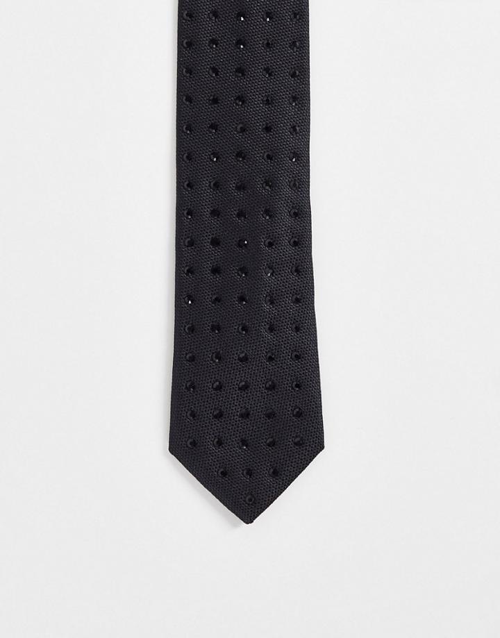 Twisted Tailor Tie In Black With Stud Detail