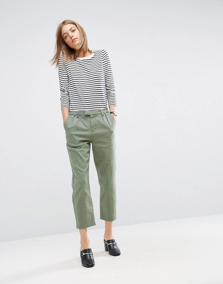 Asos Denim Pants In Washed Khaki - Green