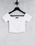 New Look Shirred Bardot Top In White