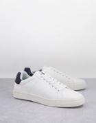 French Connection Contrast Heel Tennis Sneakers In White & Marine