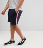 Asos Design Plus Jersey Shorts With Side Stripe Taping In Navy - Navy