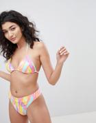 Boohoo Graphic Print Bikini Top - Multi