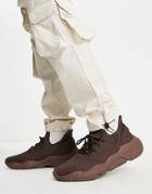 Asos Design Knit Runner Sneakers In Brown