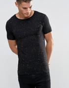 Asos Longline Muscle T-shirt With Metallic Gold Splatter Print - Black