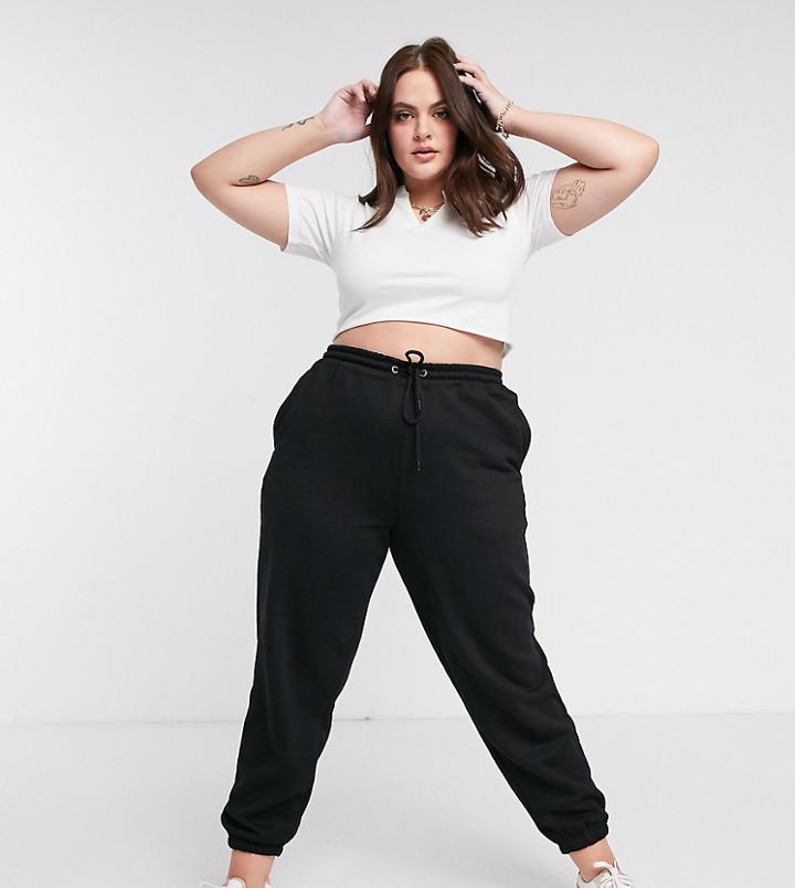 New Look Curve Cuffed Sweatpants In Black