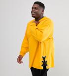 Asos Plus Oversized Long Sleeve T-shirt With Chunky Eyelet Seam Detail In Yellow - Yellow