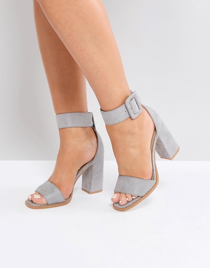 Raid Aveline Gray Block Heeled Sandals - Gray