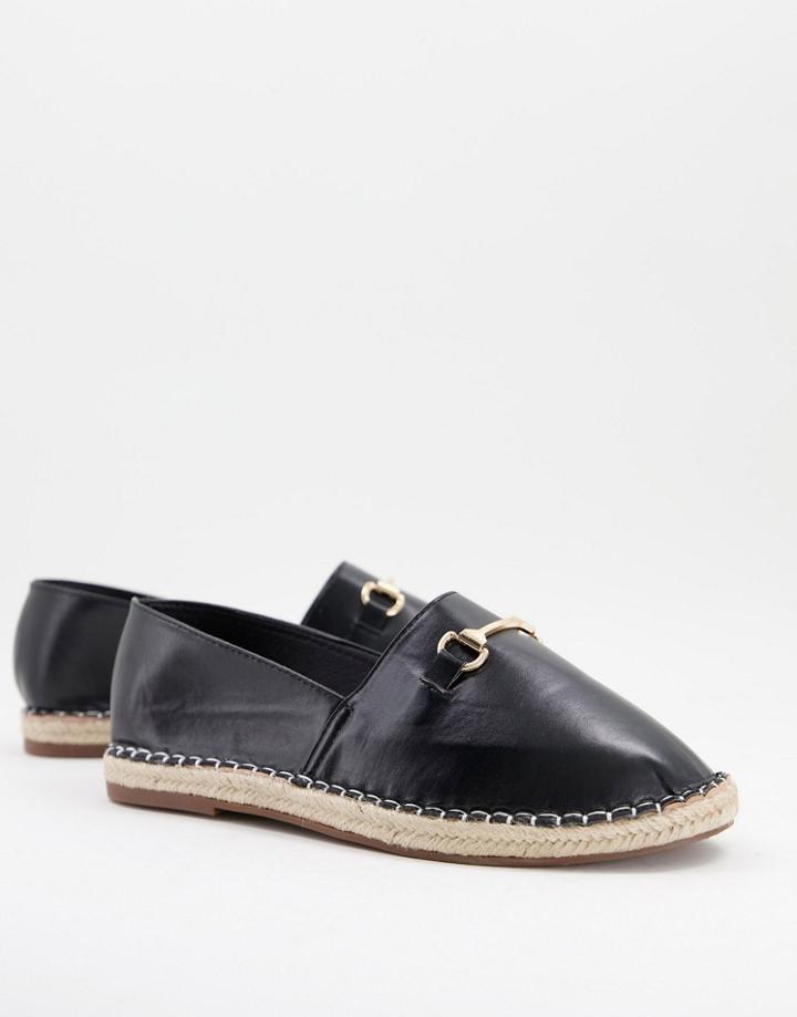 Truffle Collection Faux Leather Metal Trim Espadrilles In Black