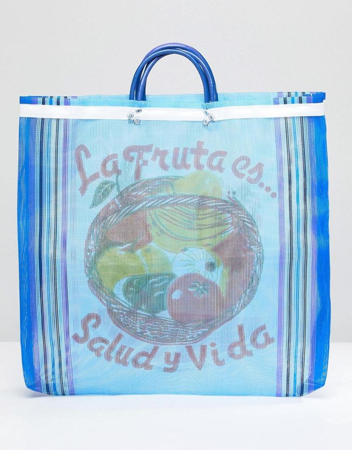 Rock N Rose Striped Shopper Bag - Blue