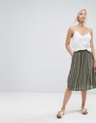 Selected Striped Skirt - Green