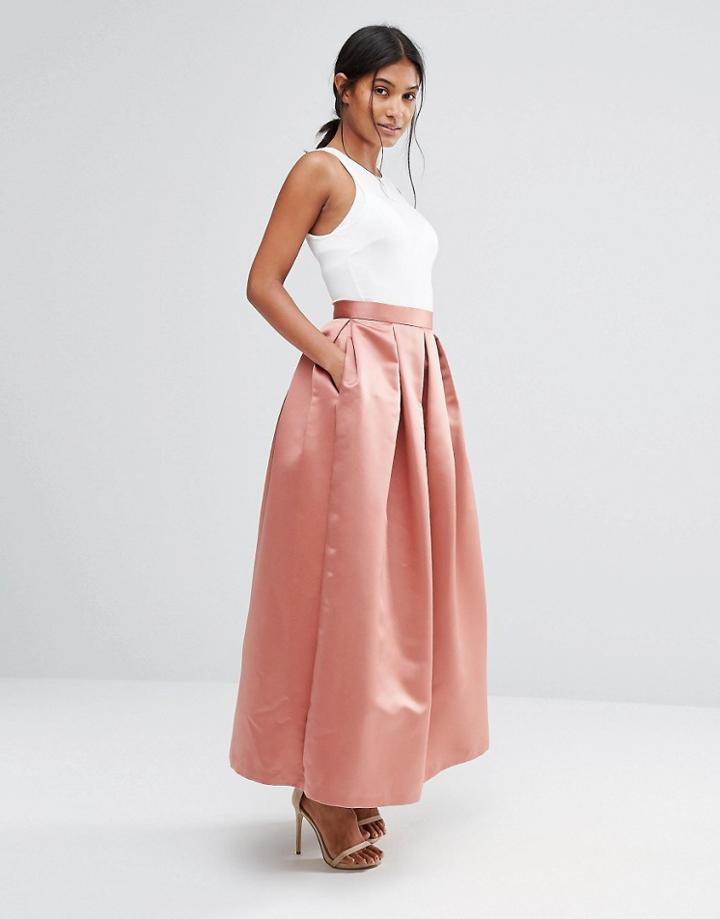 Closet Sateen Maxi Skirt - Pink