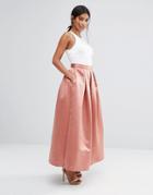Closet Sateen Maxi Skirt - Pink