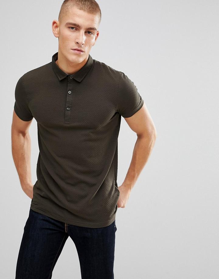 Brave Soul Waffle Polo - Green