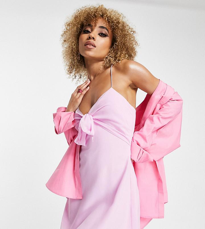 Asyou Knot Front Cami Dress In Pink-purple