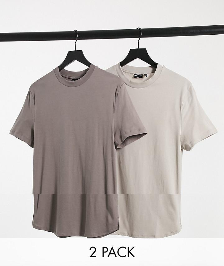 Asos Design 2 Pack Longline T-shirt With Side Splits-multi