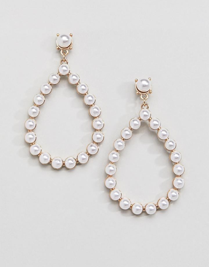 Lipsy Faux Pearl Hoop Earrings - White