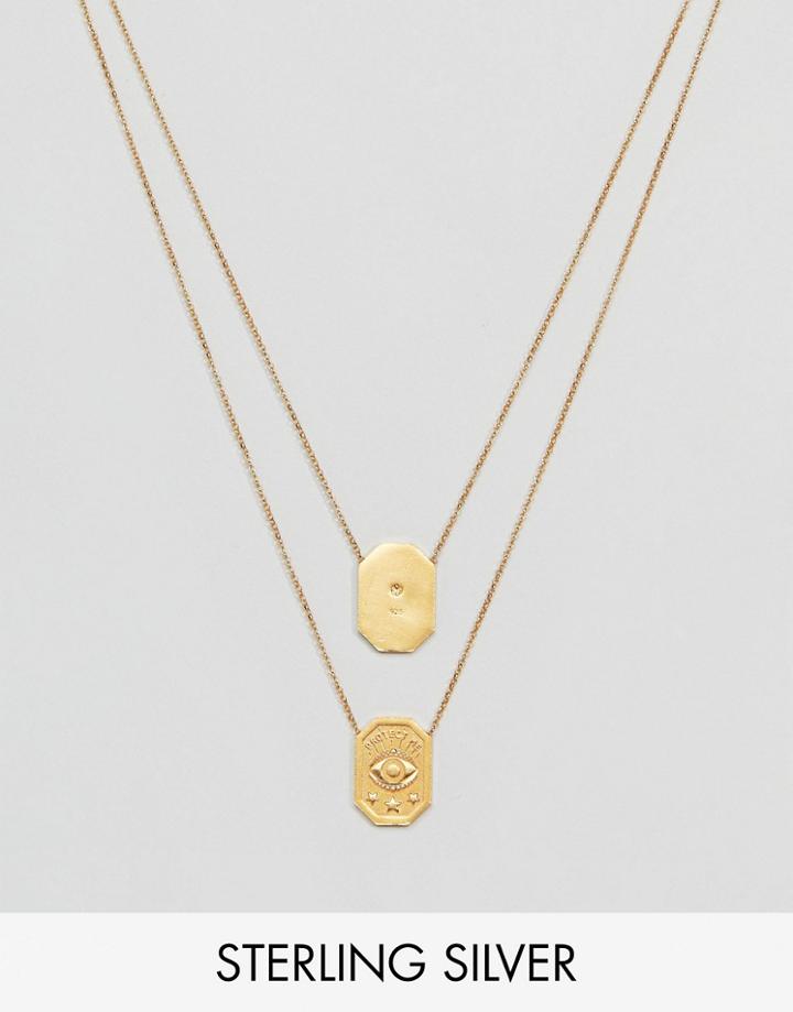 Dogeared Gold Plated Protect My Heart Watch My Back Scapular Necklace - Gold