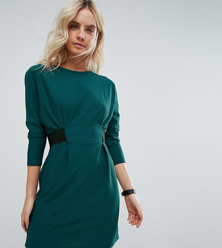 Asos Petite Mini Dress With Elastic Waist Detail