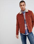 Lyle & Scott Jumbo Cord Jacket With Fleece Collar In Rust - Red