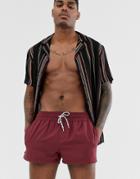 Asos Design Swim Short In Burgundy Super Short Length - Red
