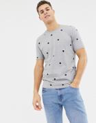 Asos Design Relaxed T-shirt With Polka Dot Print-gray