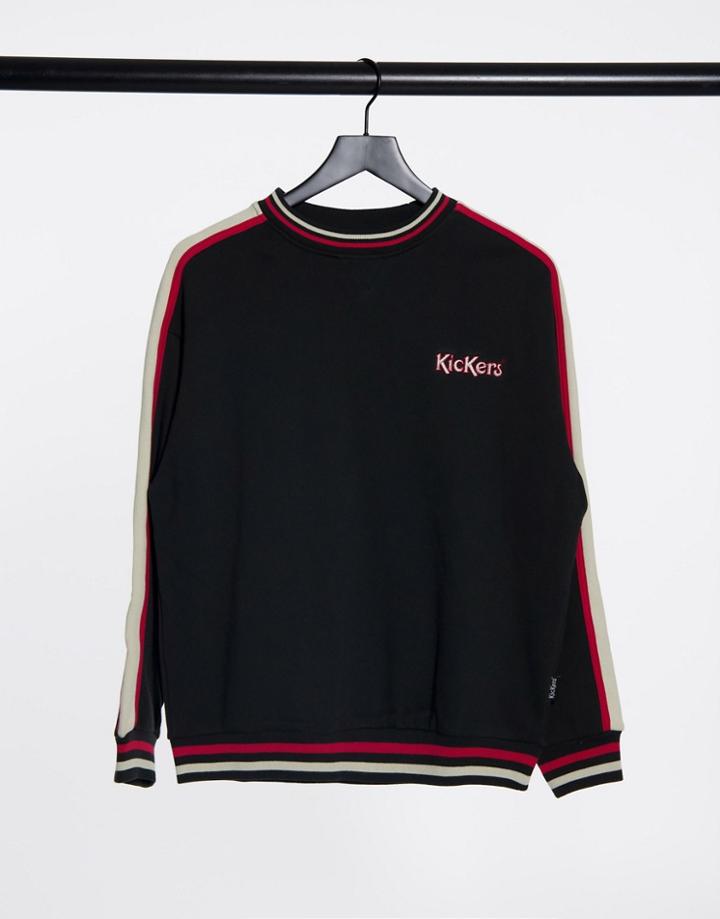 Kickers Relaxed Sweatshirt With Embroidered Logo And Retro Stripe-black