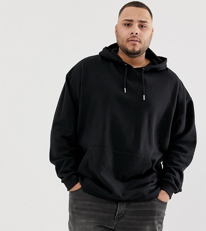 Asos Design Plus Oversized Hoodie In Black - Black