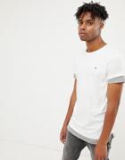 Jack & Jones Originals Longline T-shirt With Drop Layer Sleeves And Hem - White