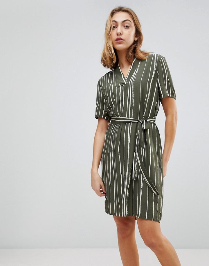 Selected Kai Stripe Shift Dress - Green