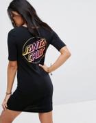 Santa Cruz T-shirt Dress With Fade Dot Back Logo - Black