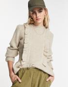 Y.a.s Frill Detail Sweater In Beige-brown