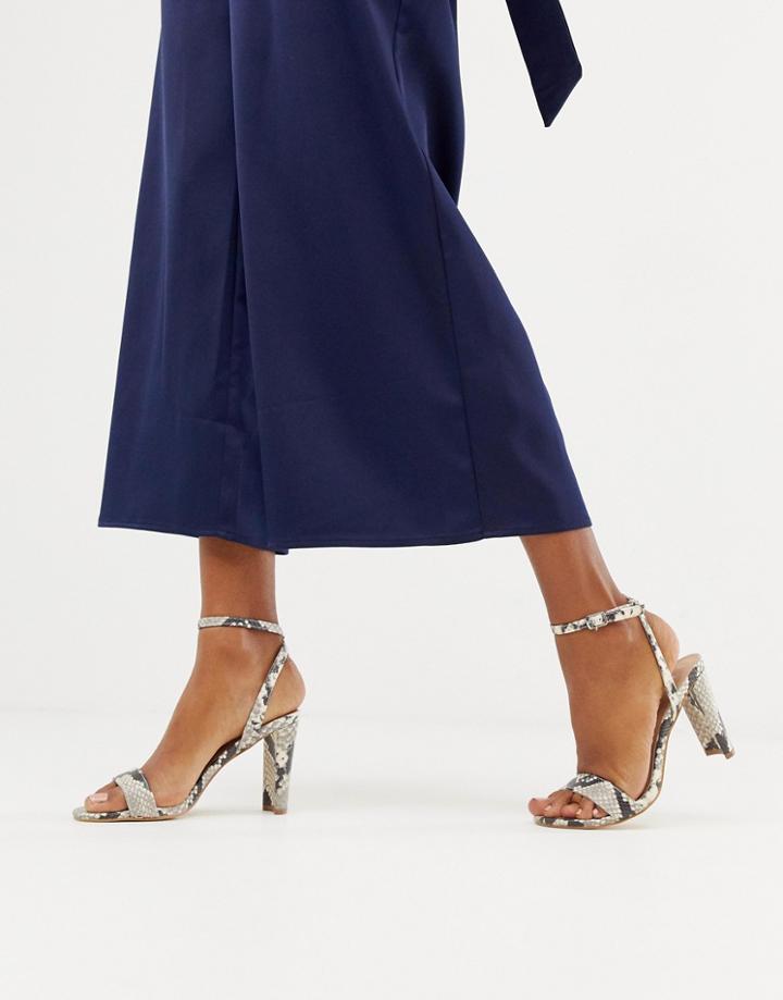 New Look Heeled Sandal In Snake Print - Black